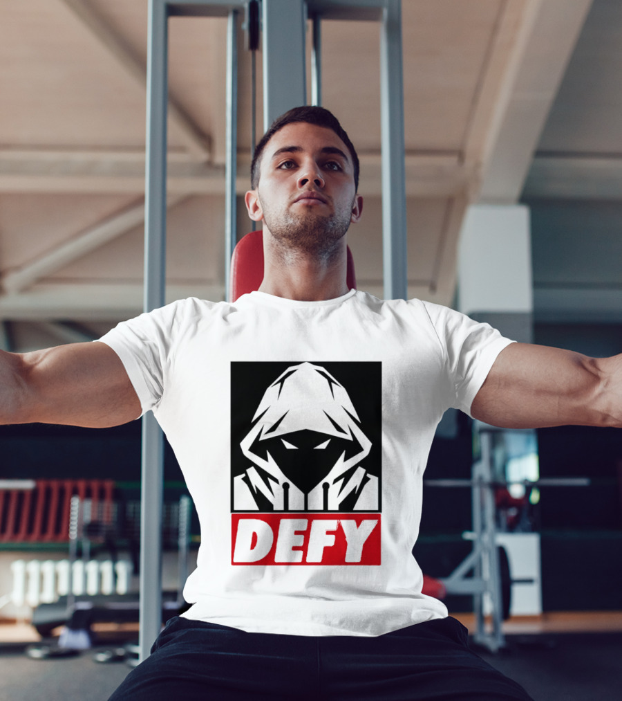 Defy Hooded Figure Streetwear Urban Fashion T-Shirt
