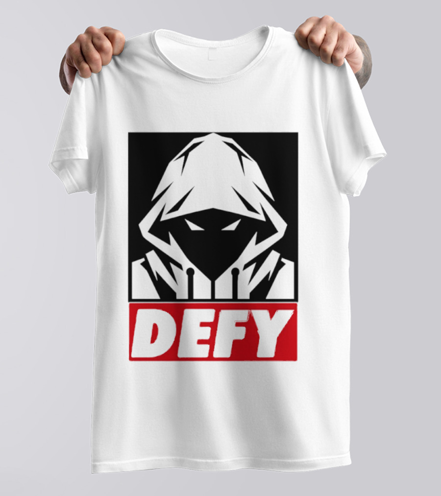 Defy Hooded Figure Streetwear Urban Fashion T-Shirt