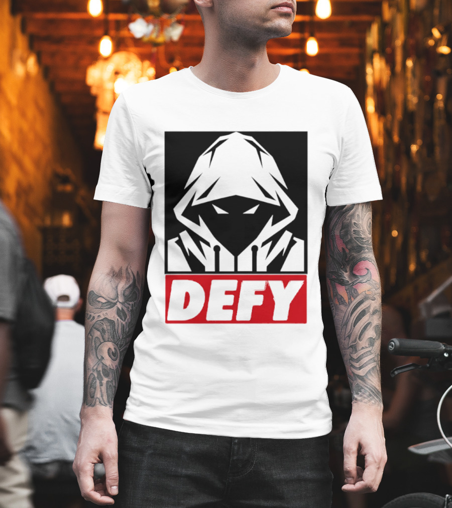 Defy Hooded Figure Streetwear Urban Fashion T-Shirt
