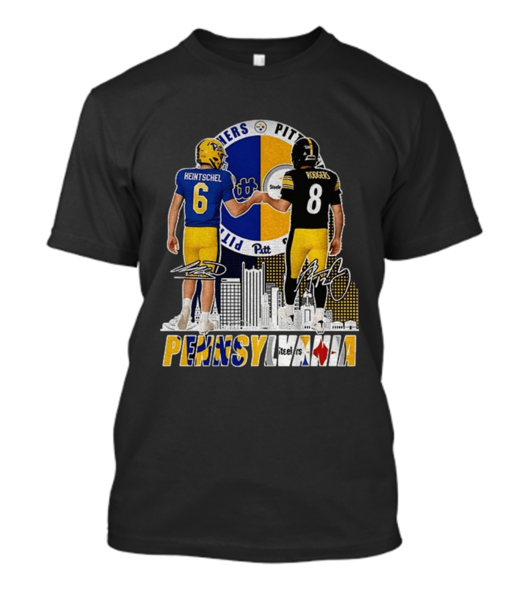 Pitt Panthers Heintschel And Pittsburgh Steelers Rodgers Pennsylvania Football Team Collaboration T-Shirt