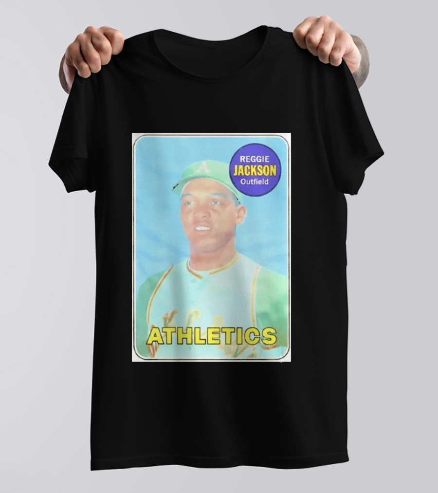 Reggie Jackson Athletics Outfield Baseball Card Oakland A's Player T-Shirt