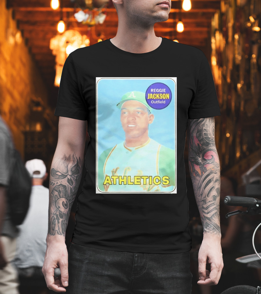 Reggie Jackson Athletics Outfield Baseball Card Oakland A's Player T-Shirt