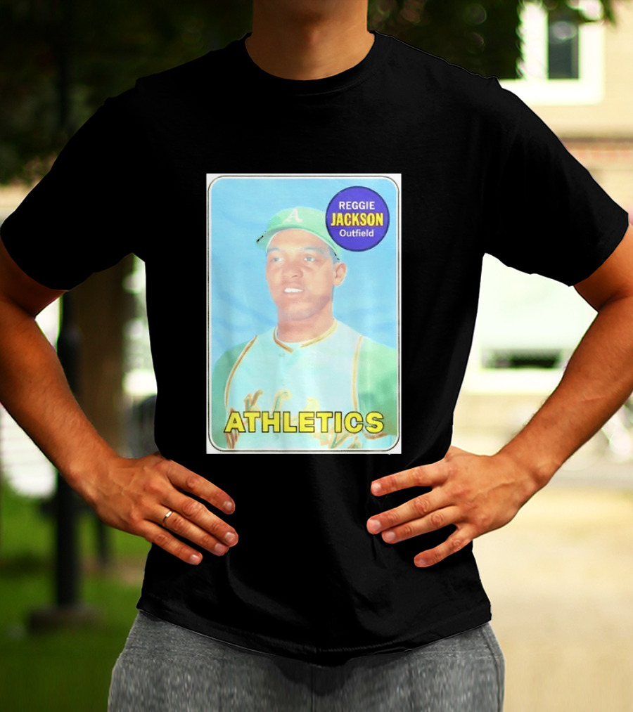 Reggie Jackson Athletics Outfield Baseball Card Oakland A's Player T-Shirt