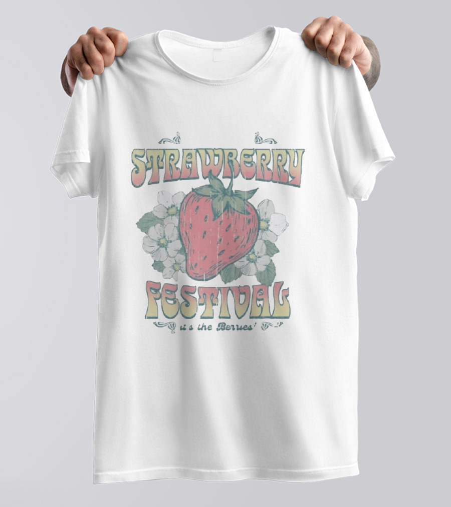 Flo Grown Strawberry Festival It's The Berries Retro Floral T-Shirt