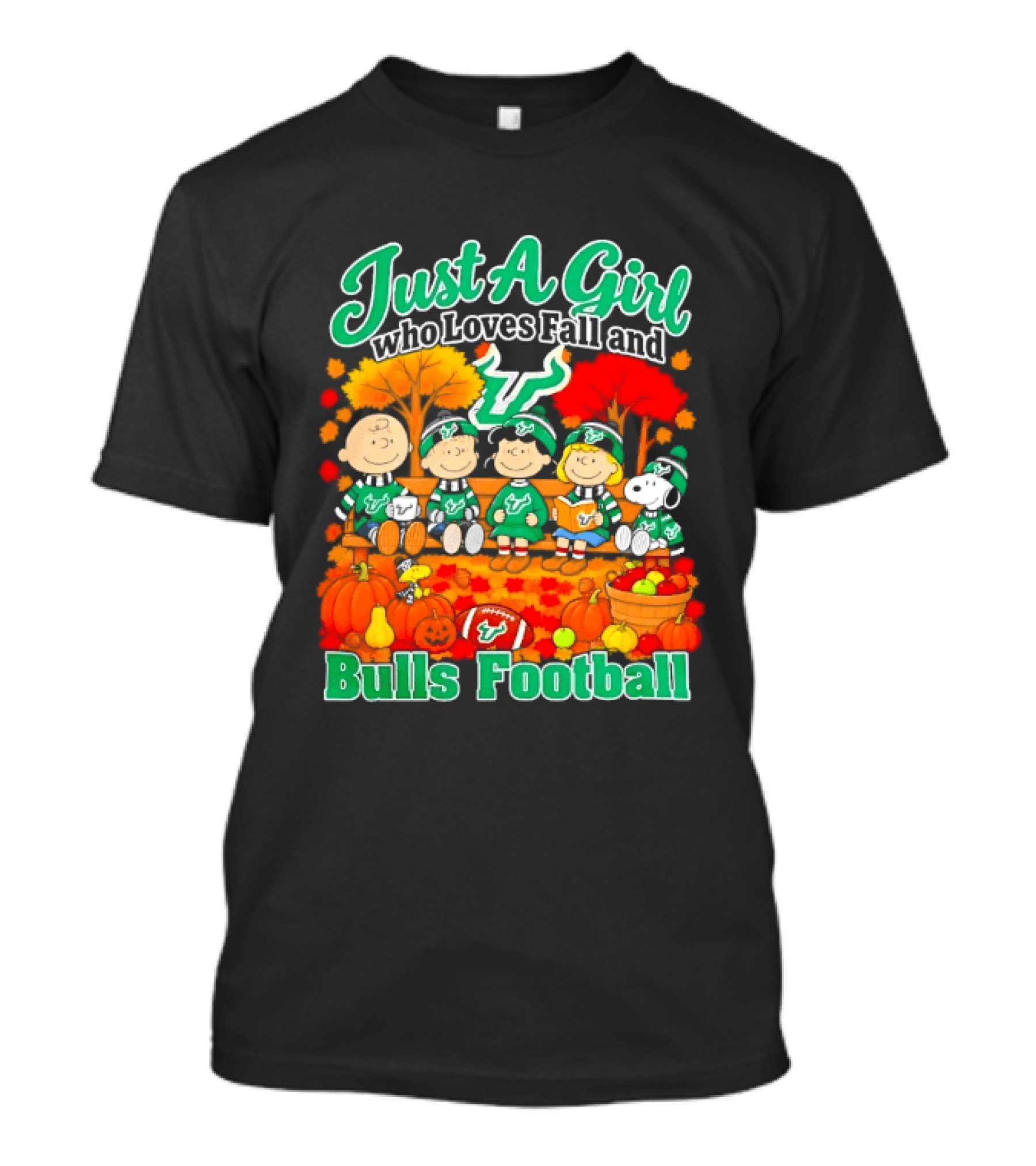 South Florida Bulls Charlie Brown Snoopy Just A Girl Who Loves Fall Football T-Shirt