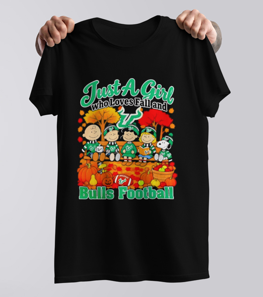 South Florida Bulls Charlie Brown Snoopy Just A Girl Who Loves Fall Football T-Shirt