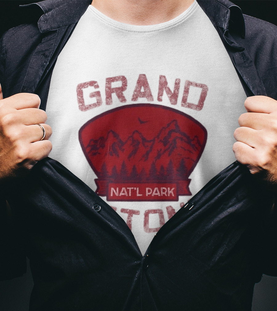 Grand Tetons Nat'l Park Distressed Mountain Landscape T-Shirt