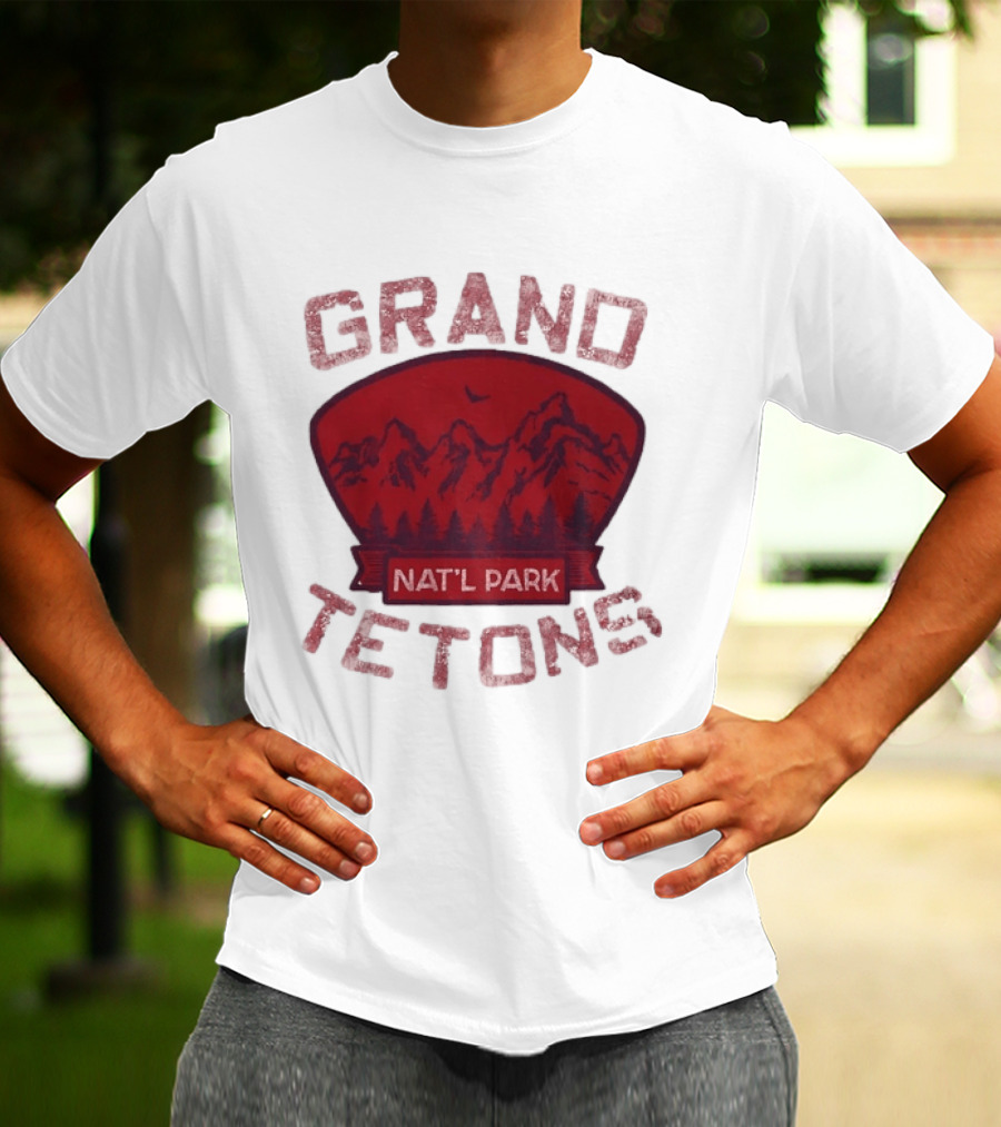 Grand Tetons Nat'l Park Distressed Mountain Landscape T-Shirt