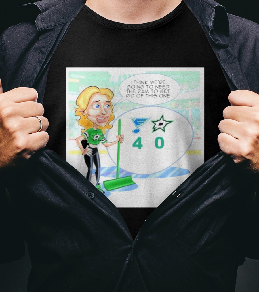 St Louis Blues Vs Dallas Stars Hockey 4 0 Cartoon With Humor And Zamboni Joke T-Shirt