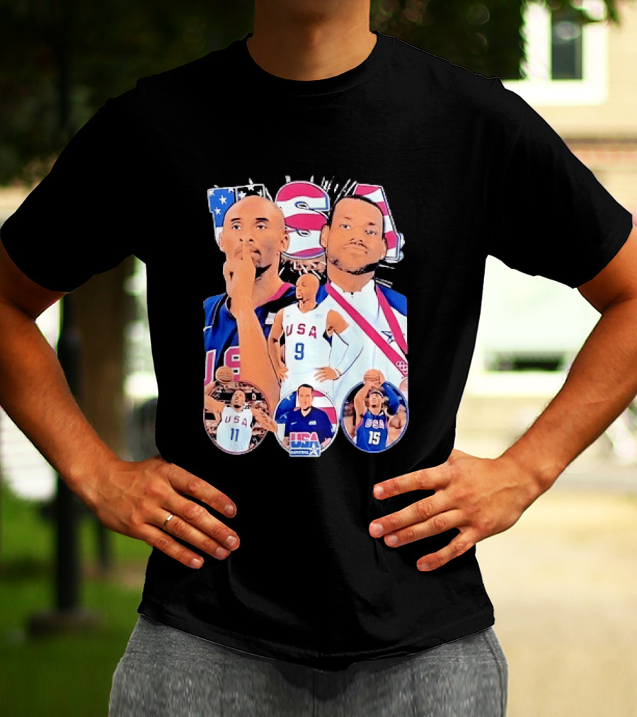 Kobe Bryant LeBron James USA Basketball Legends Iconic Team USA Moments T-Shirt