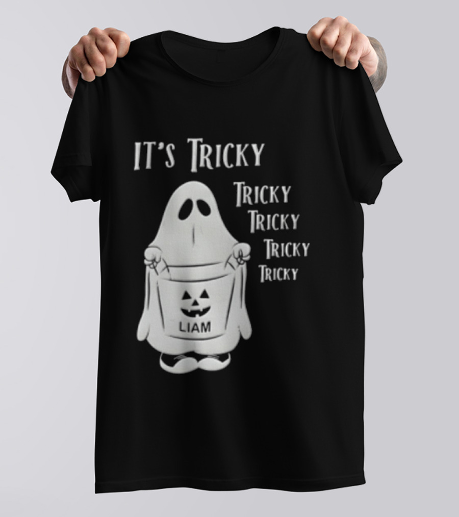 It's Tricky Ghost Holding Jack O Lantern Bucket Halloween T-Shirt