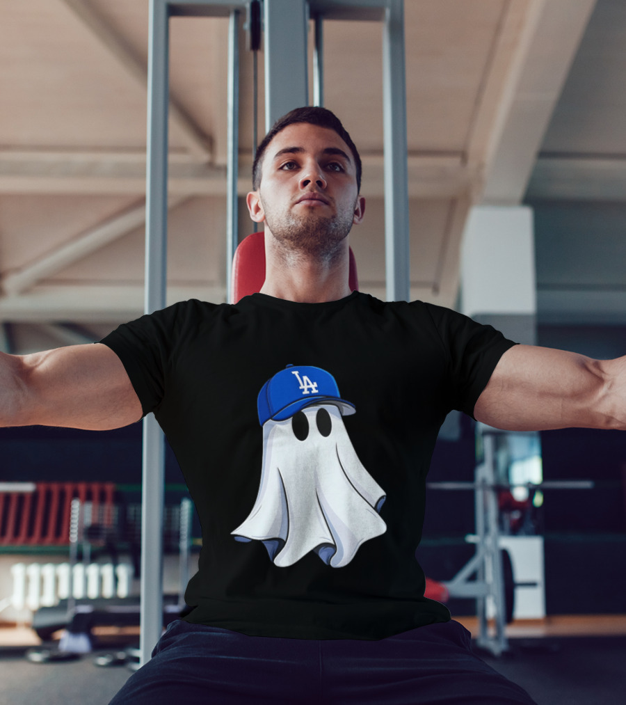 Los Angeles Dodgers Ghost In Blue LA Cap T-Shirt