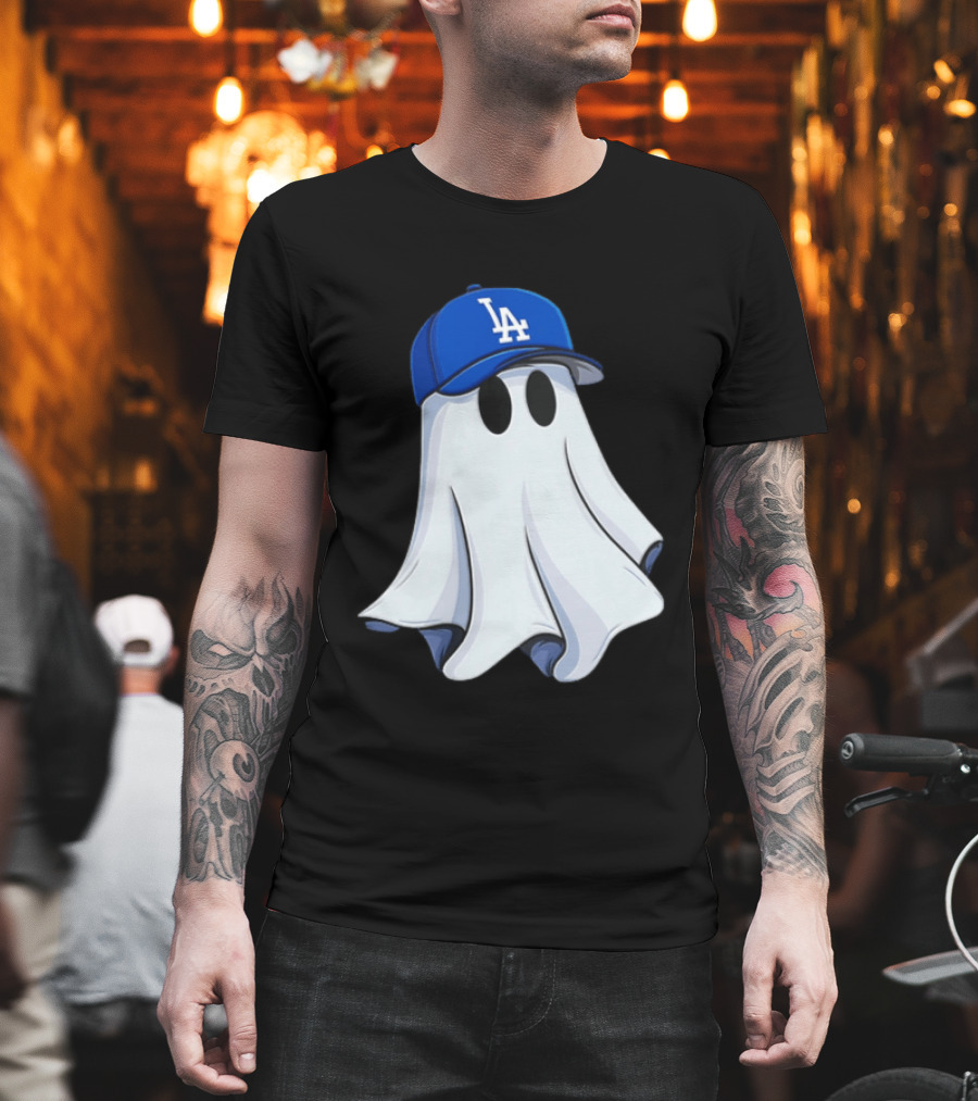 Los Angeles Dodgers Ghost In Blue LA Cap T-Shirt
