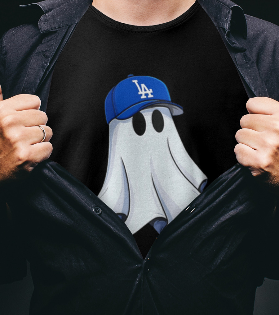 Los Angeles Dodgers Ghost In Blue LA Cap T-Shirt