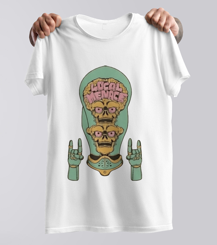 Local Menace Mars Attacks Alien Skull Martian Double Brains T-Shirt
