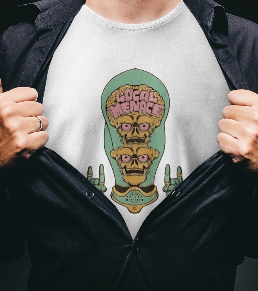 Local Menace Mars Attacks Alien Skull Martian Double Brains T-Shirt