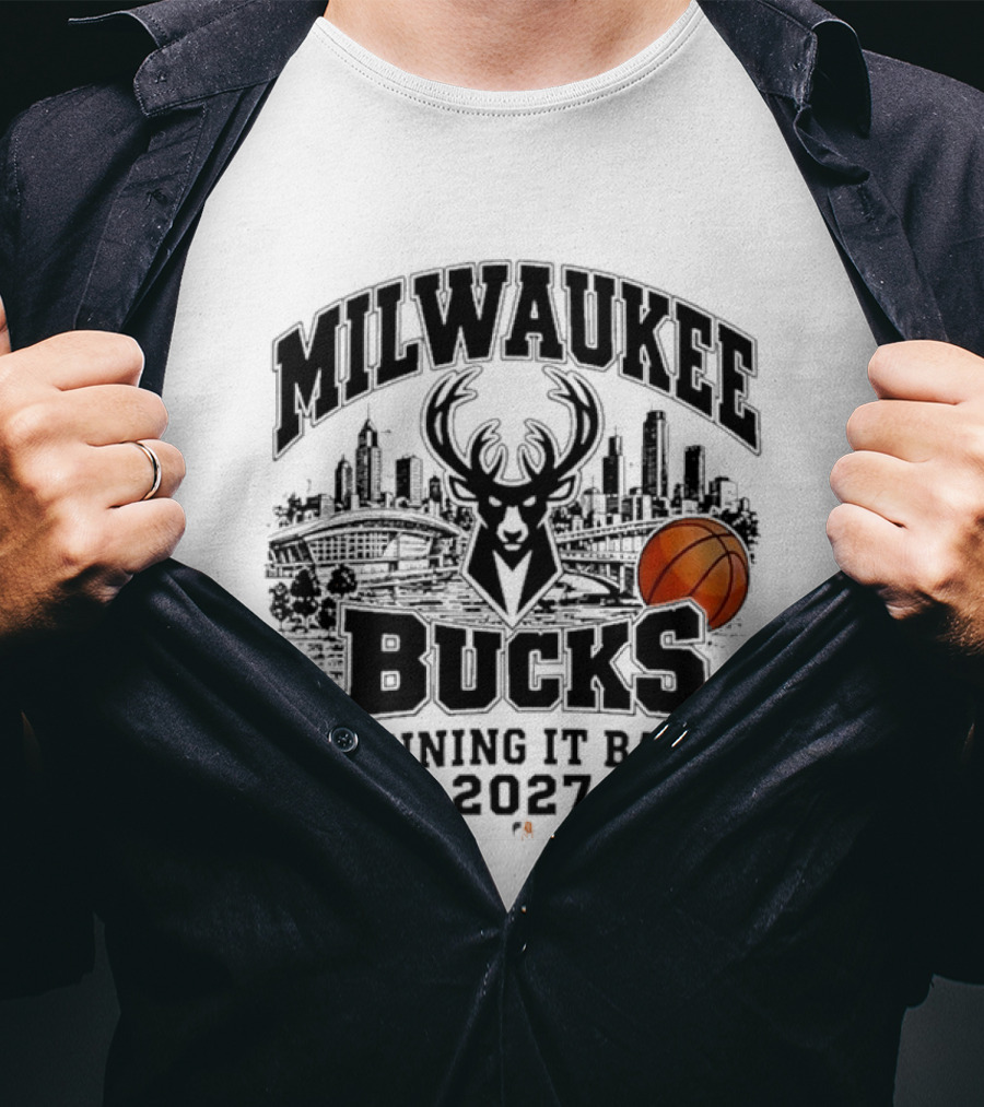 Milwaukee Bucks Running It Back 2027 Basketball Skyline T-Shirt