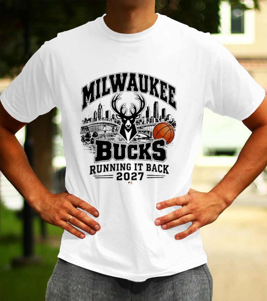 Milwaukee Bucks Running It Back 2027 Basketball Skyline T-Shirt