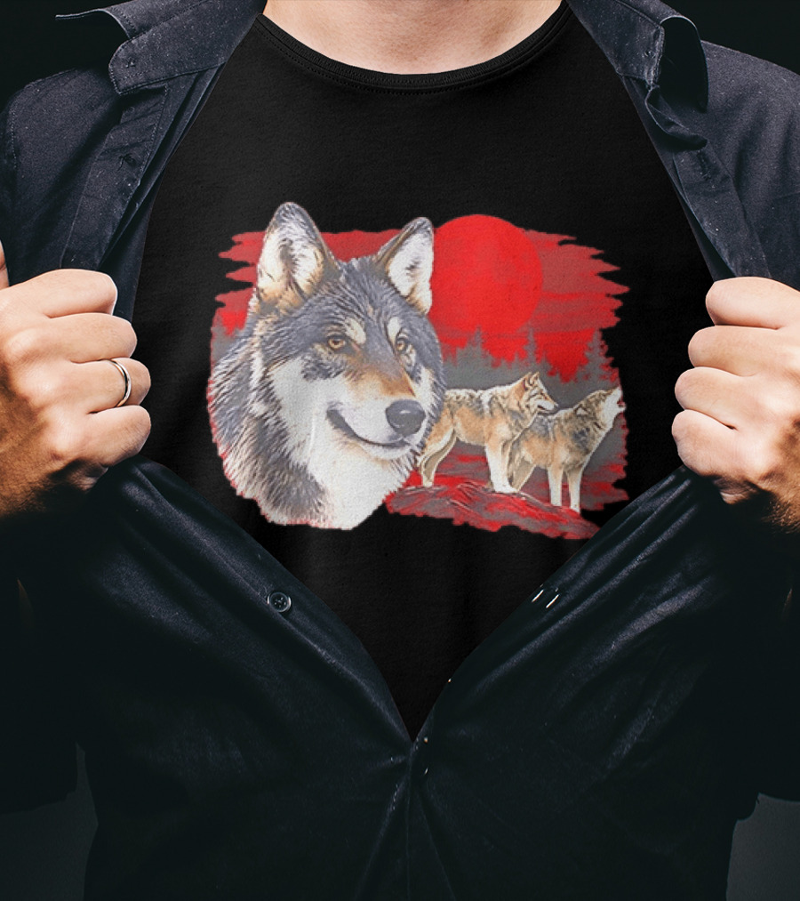 Wolf Pack Under A Moon Wolves Wildlife T-Shirt