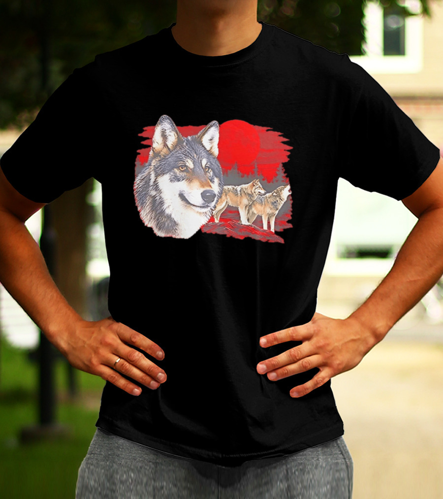 Wolf Pack Under A Moon Wolves Wildlife T-Shirt