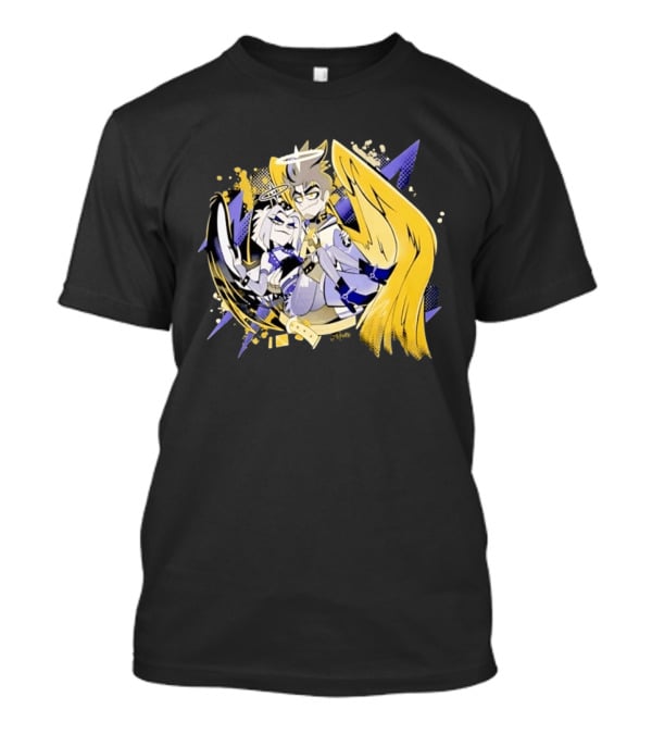 Adam And Lute Hazbin Hotel Characters With Golden Wings And Halos T-Shirt
