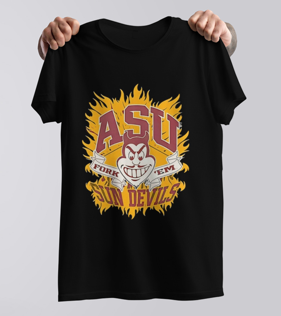 ASU Sun Devils Fork 'Em Arizona State University Fiery T-Shirt