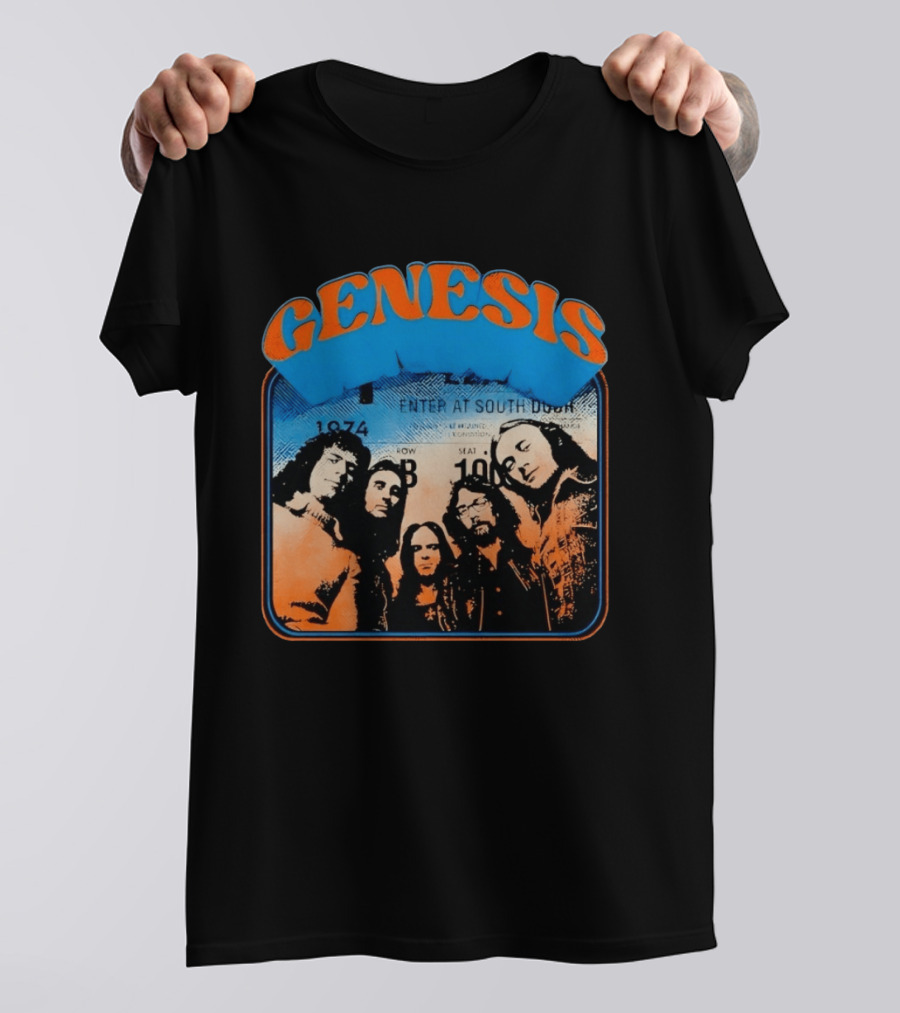 Genesis 1974 Enter At South Door Concert Ticket Progressive Rock T-Shirt