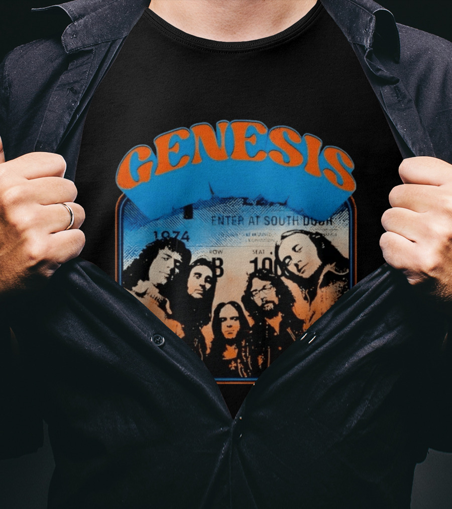Genesis 1974 Enter At South Door Concert Ticket Progressive Rock T-Shirt