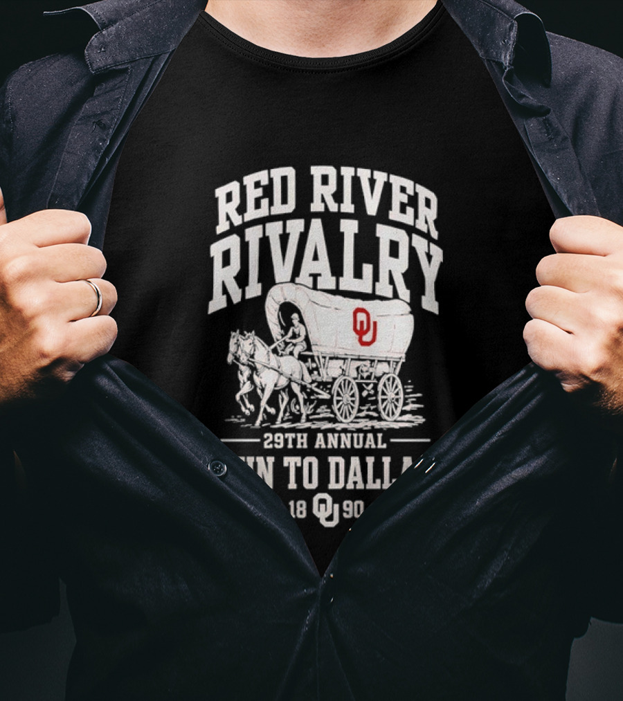 Oklahoma Sooners Red River Rivalry 28th Annual Run To Dallas 1990 T-Shirt