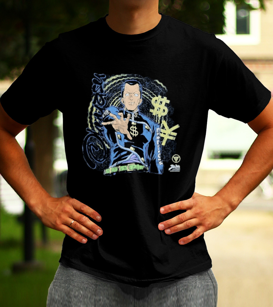 Okuyasu Nijimura JoJo's Bizarre Adventure Dollar Yen Symbols Vortex Spiral T-Shirt