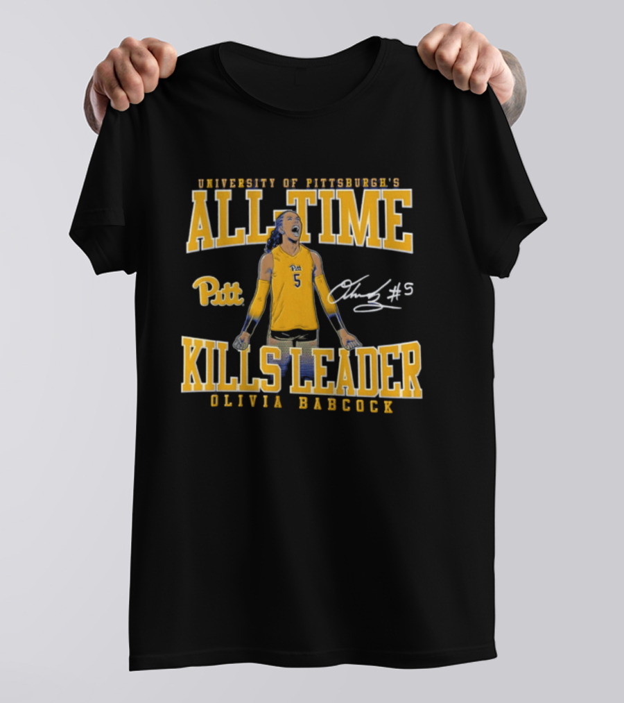 University Of Pittsburgh All Time Kills Leader Olivia Babcock Number 5 T-Shirt