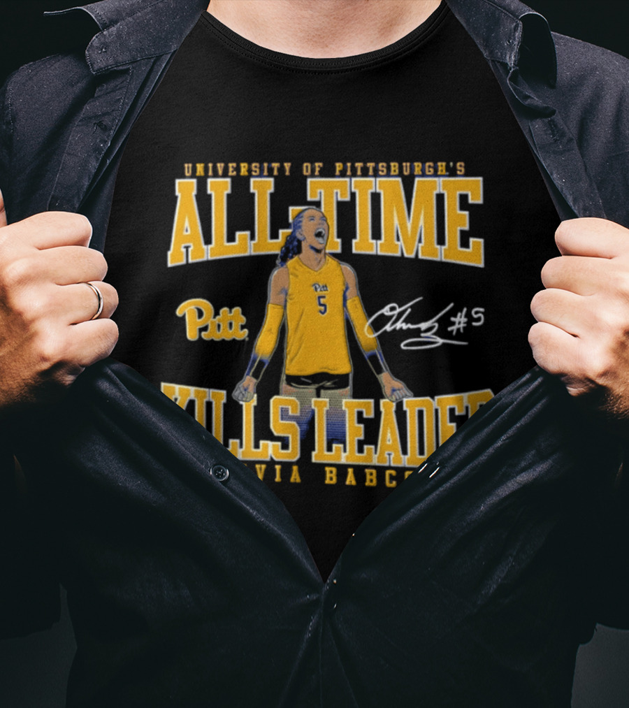 University Of Pittsburgh All Time Kills Leader Olivia Babcock Number 5 T-Shirt