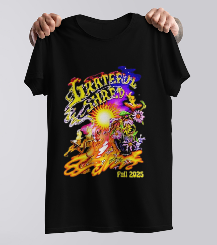 Grateful Shred Fall 2025 Psychedelic Sunburst Jam Band Vibrant Festival T-Shirt
