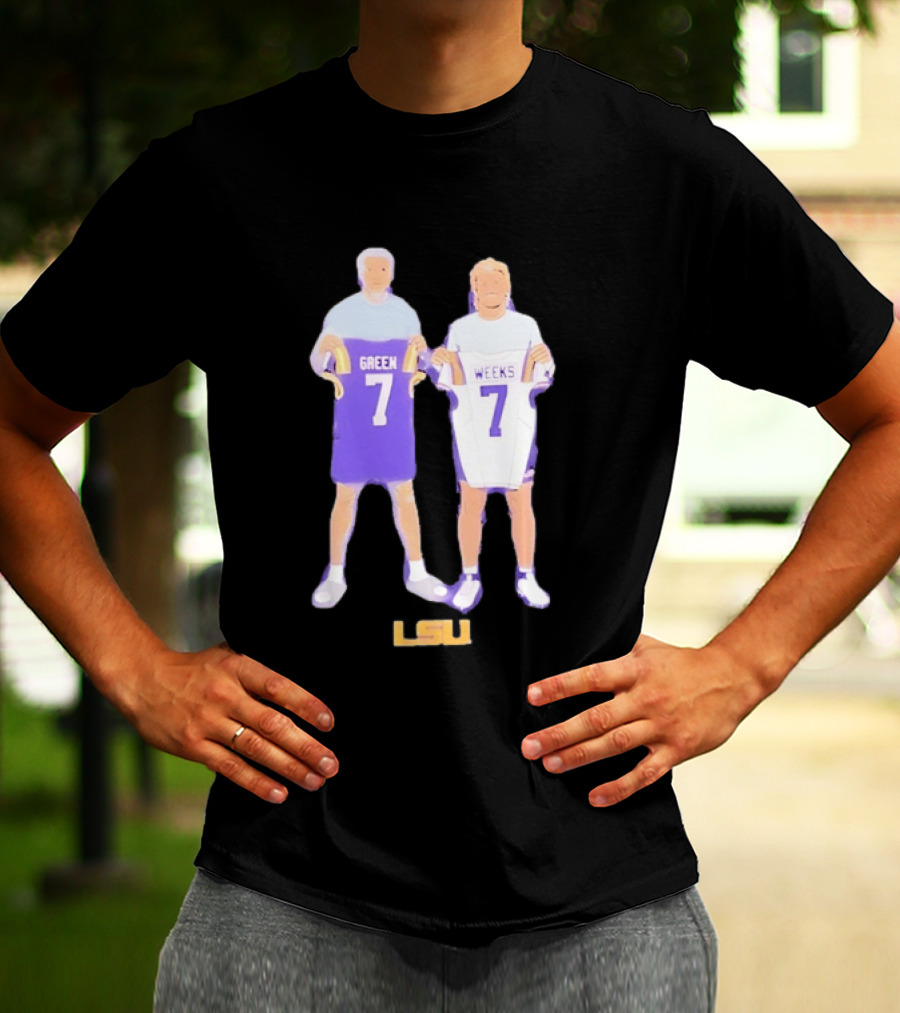 LSU Tigers Football Green And Weeks Jersey 7 T-Shirt