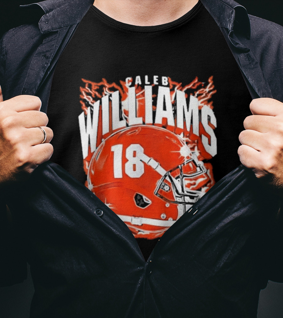Caleb Williams 18 Lightning Helmet T-Shirt
