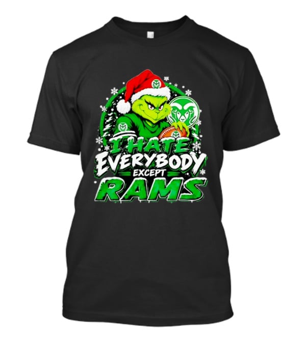 I Hate Everybody Except Rams Grinch Colorado State Rams Christmas T-Shirt