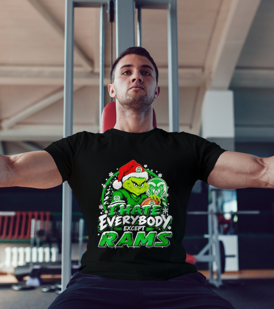 I Hate Everybody Except Rams Grinch Colorado State Rams Christmas T-Shirt