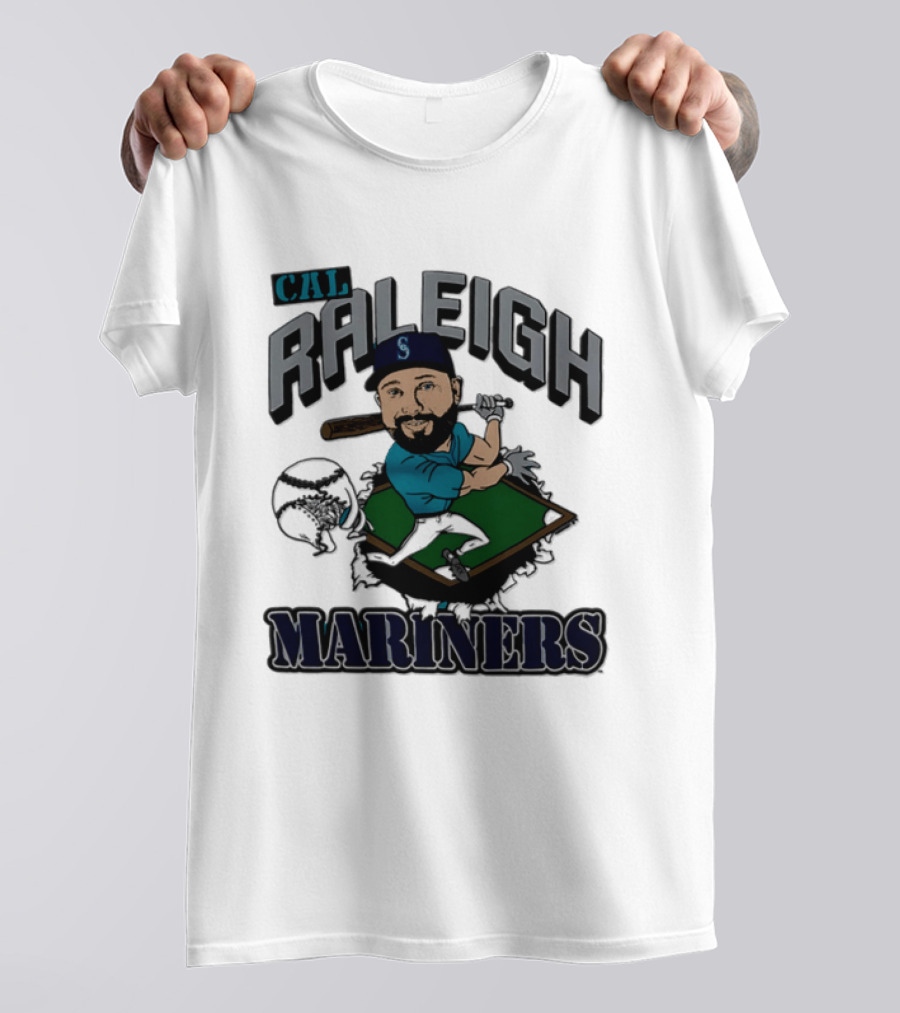 Cal Raleigh Seattle Mariners Player Caricature MLB T-Shirt