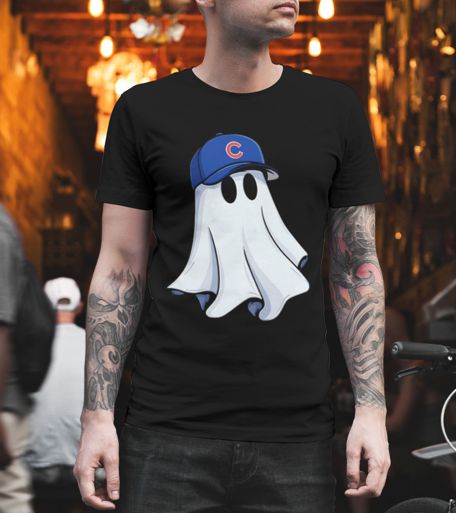 Chicago Cubs Ghost Cartoon Blue Baseball Cap T-Shirt