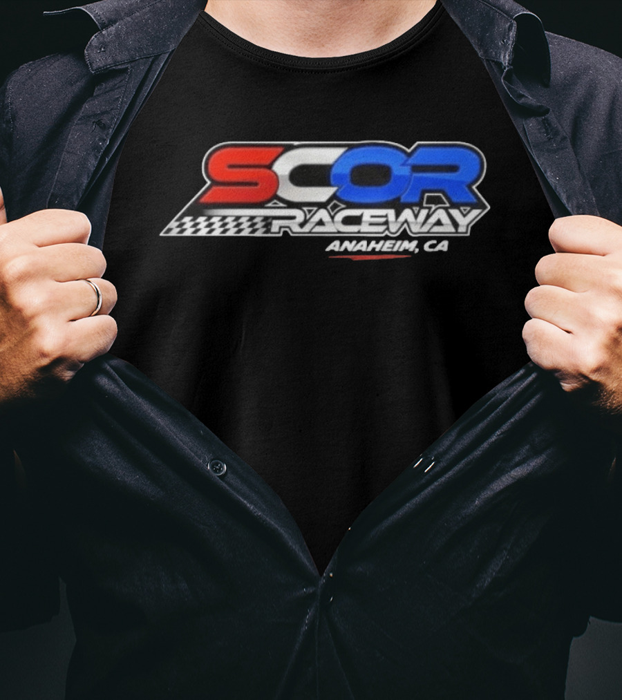 SCOR Raceway Anaheim CA Racing Flag T-Shirt