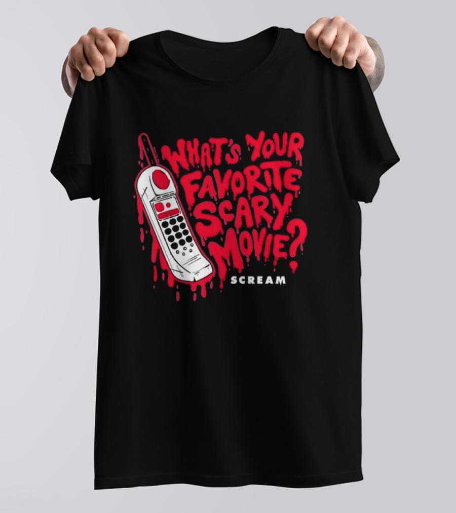 Scream What's Your Favorite Scary Movie Telephone Blood Red T-Shirt