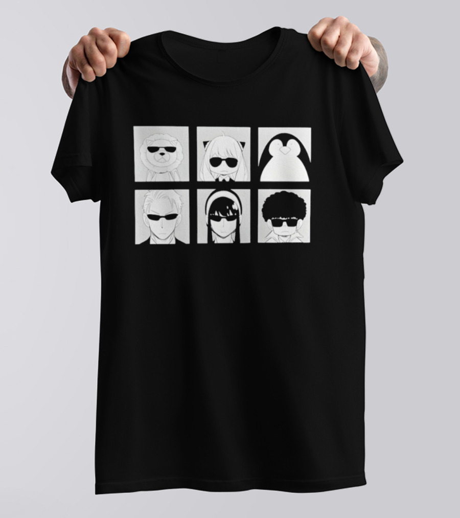Spy X Family Characters In Sunglasses Box Grid T-Shirt
