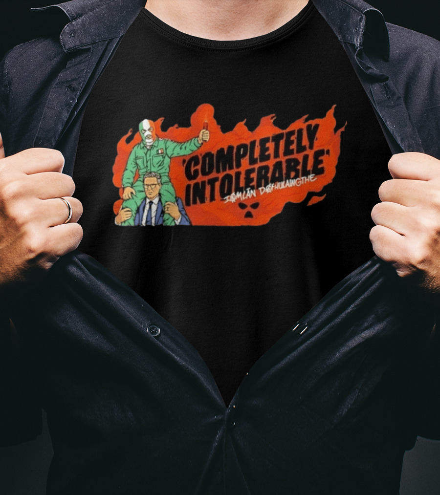 Completely Intolerable Iømlán Døfhulaingthe Flame Background Masked Man Suit And Tie T-Shirt