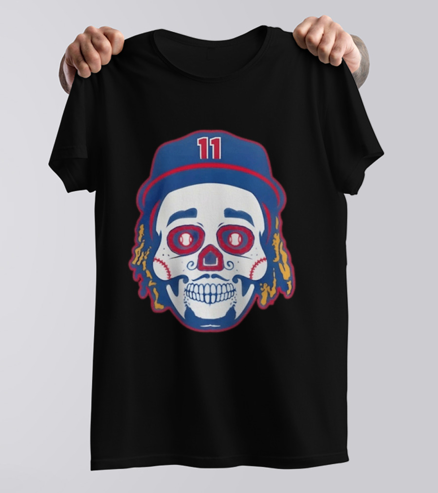 José Ramírez 11 Cleveland Guardians Sugar Skull Baseball Player T-Shirt