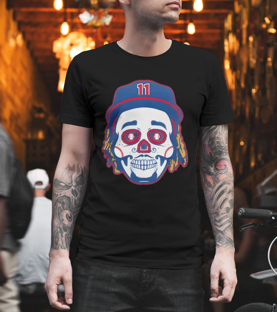 José Ramírez 11 Cleveland Guardians Sugar Skull Baseball Player T-Shirt