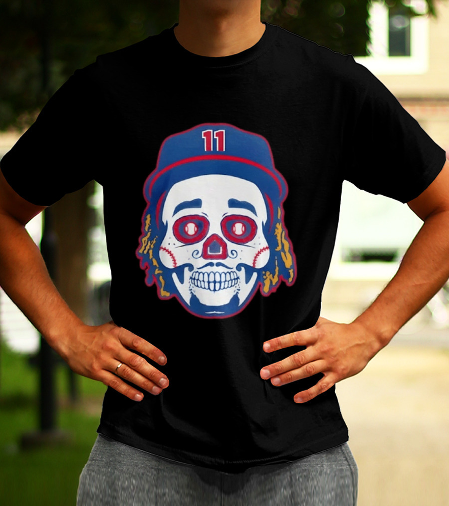 José Ramírez 11 Cleveland Guardians Sugar Skull Baseball Player T-Shirt