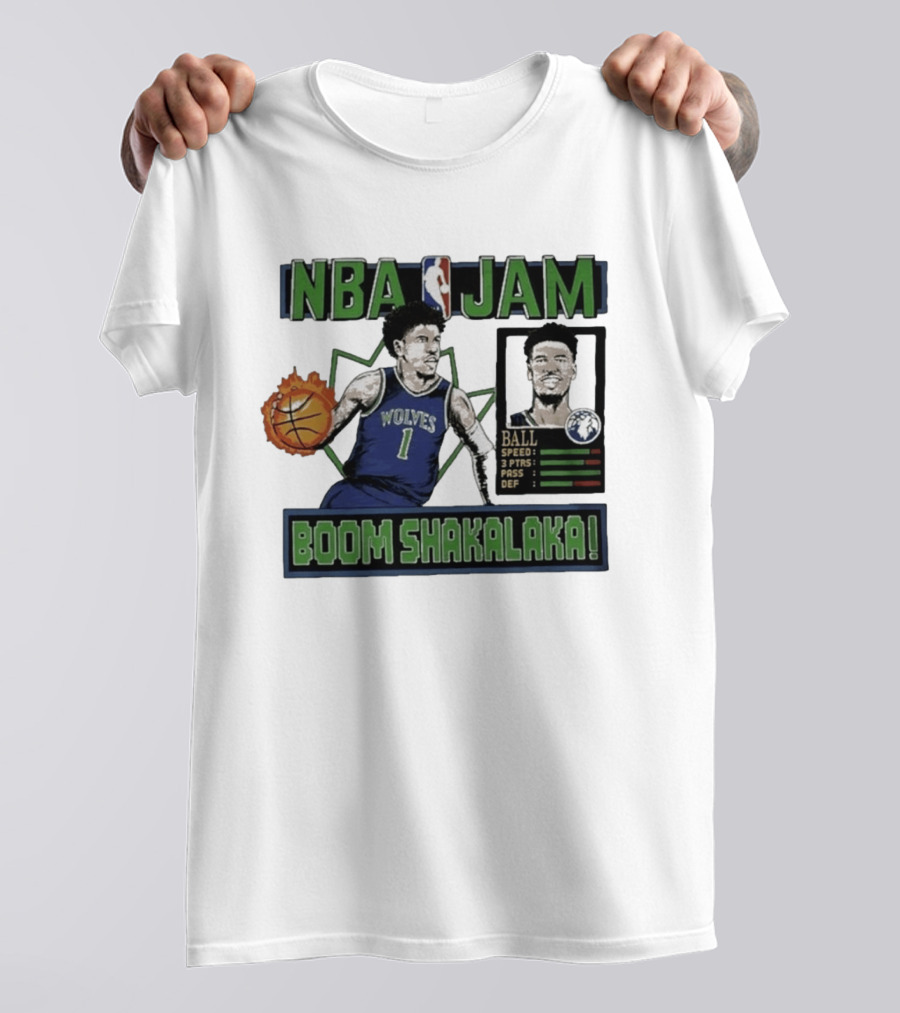 NBA Jam Minnesota Timberwolves Wolves Ball Boom Shakalaka T-Shirt