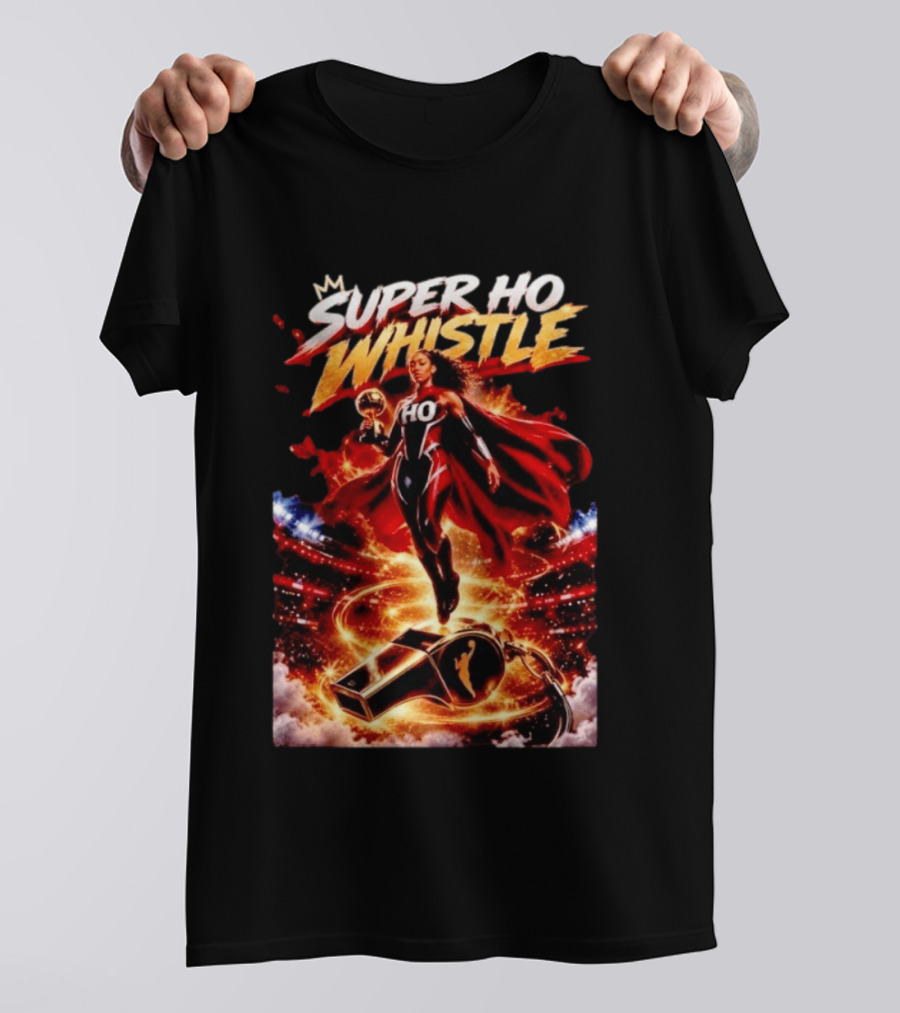Super Ho Whistle WNBA Basketball Comic Style Heroine T-Shirt