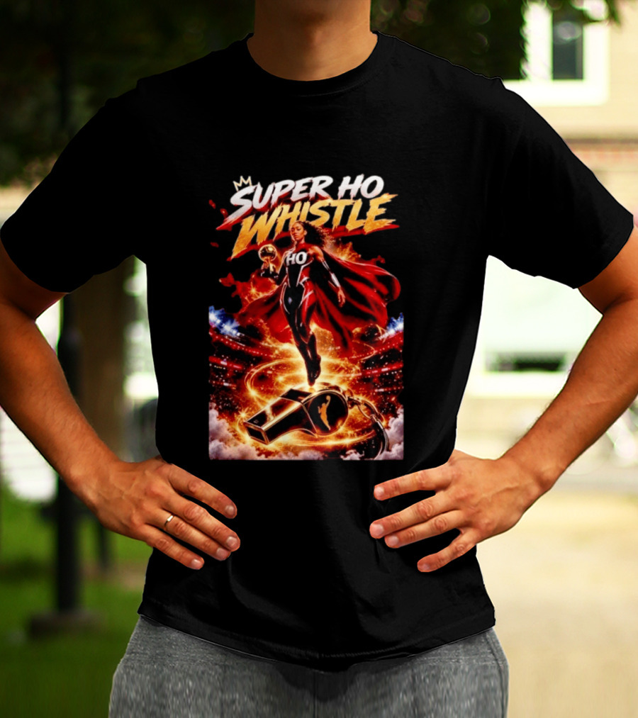 Super Ho Whistle WNBA Basketball Comic Style Heroine T-Shirt
