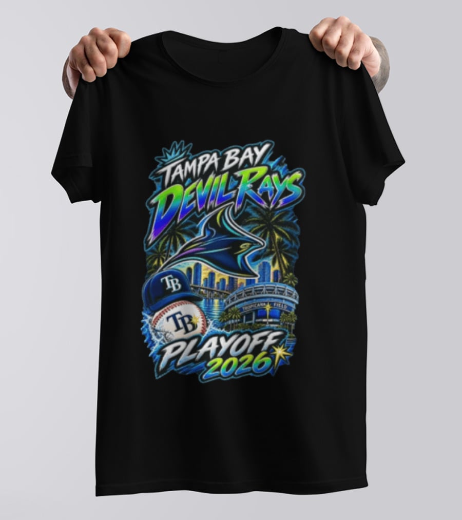 Tampa Bay Devil Rays Playoff 2026 Stingray Tropicana Field Skyline Baseball Cap T-Shirt